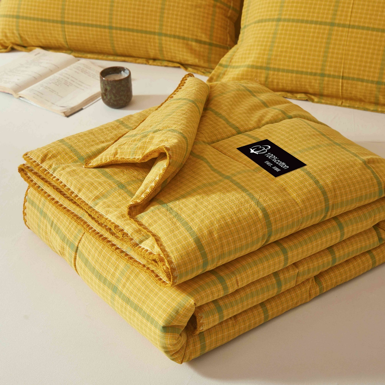 91家纺网 家纺一手货源 找家纺 锦尚坊被芯馆 2026新款100%纯棉色织绣边100%棉花夏被全棉夏凉被空调春秋被买家秀+V 品味--炫黄