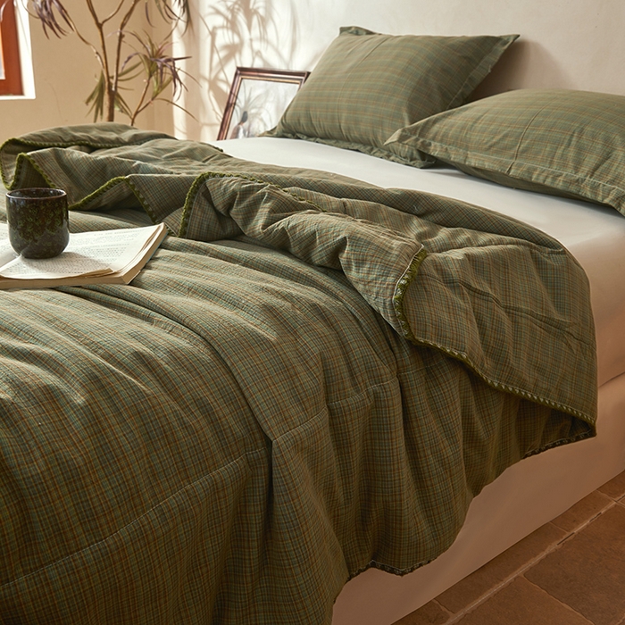 91家纺网 家纺一手货源 找家纺 锦尚坊被芯馆 2026新款100%纯棉色织绣边100%棉花夏被全棉夏凉被空调春秋被买家秀+V 繁华--绿