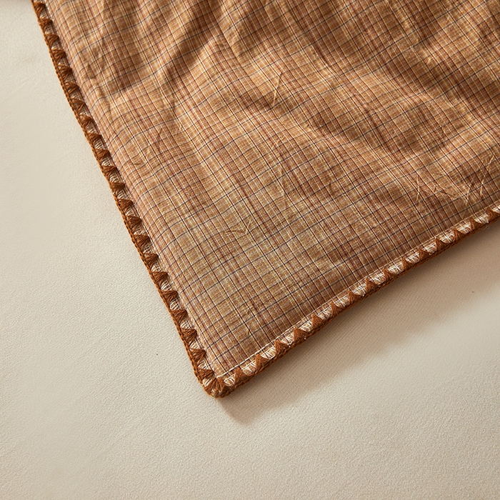 91家纺网 家纺一手货源 找家纺 锦尚坊被芯馆 2026新款100%纯棉色织绣边100%棉花夏被全棉夏凉被空调春秋被买家秀+V 繁华--咖