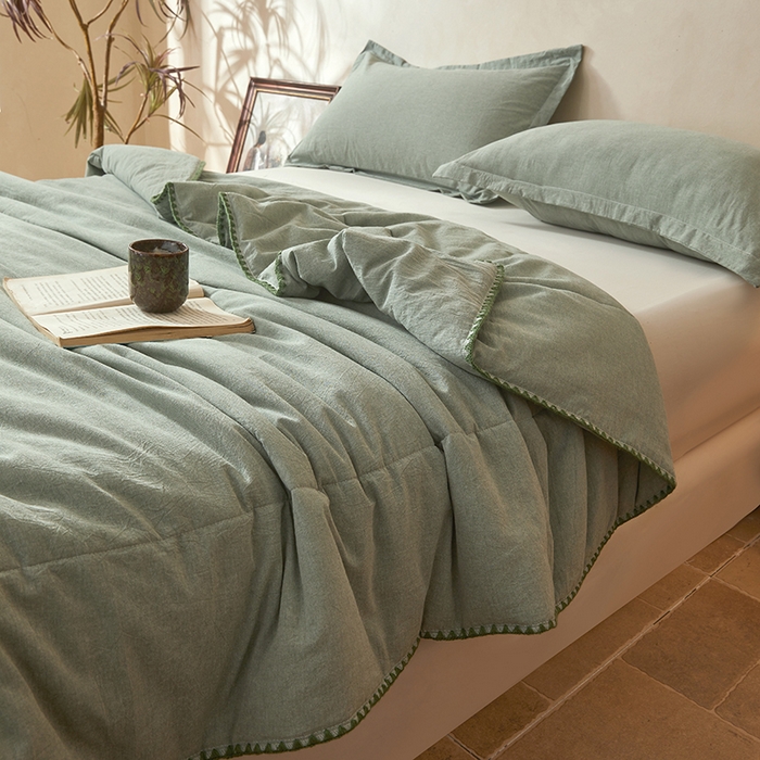 91家纺网 家纺一手货源 找家纺 （总）锦尚坊被芯馆 2026新款100%纯棉色织绣边100%棉花夏被全棉夏凉被空调春秋被买家秀+V