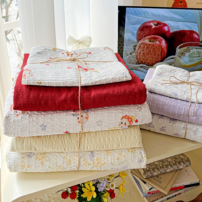 91家纺网 家纺一手货源 找家纺 （总）一比一 2026春夏新款泡芙棉泡芙纱印花四件套-简单款