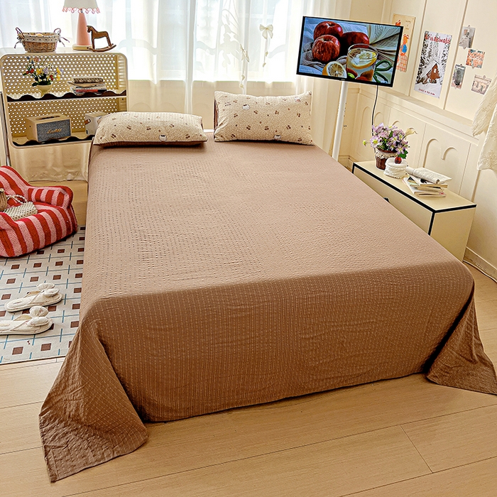 91家纺网 家纺一手货源 找家纺 一比一 2026春夏新款泡芙棉泡芙纱印花四件套-简单款 豹纹KT