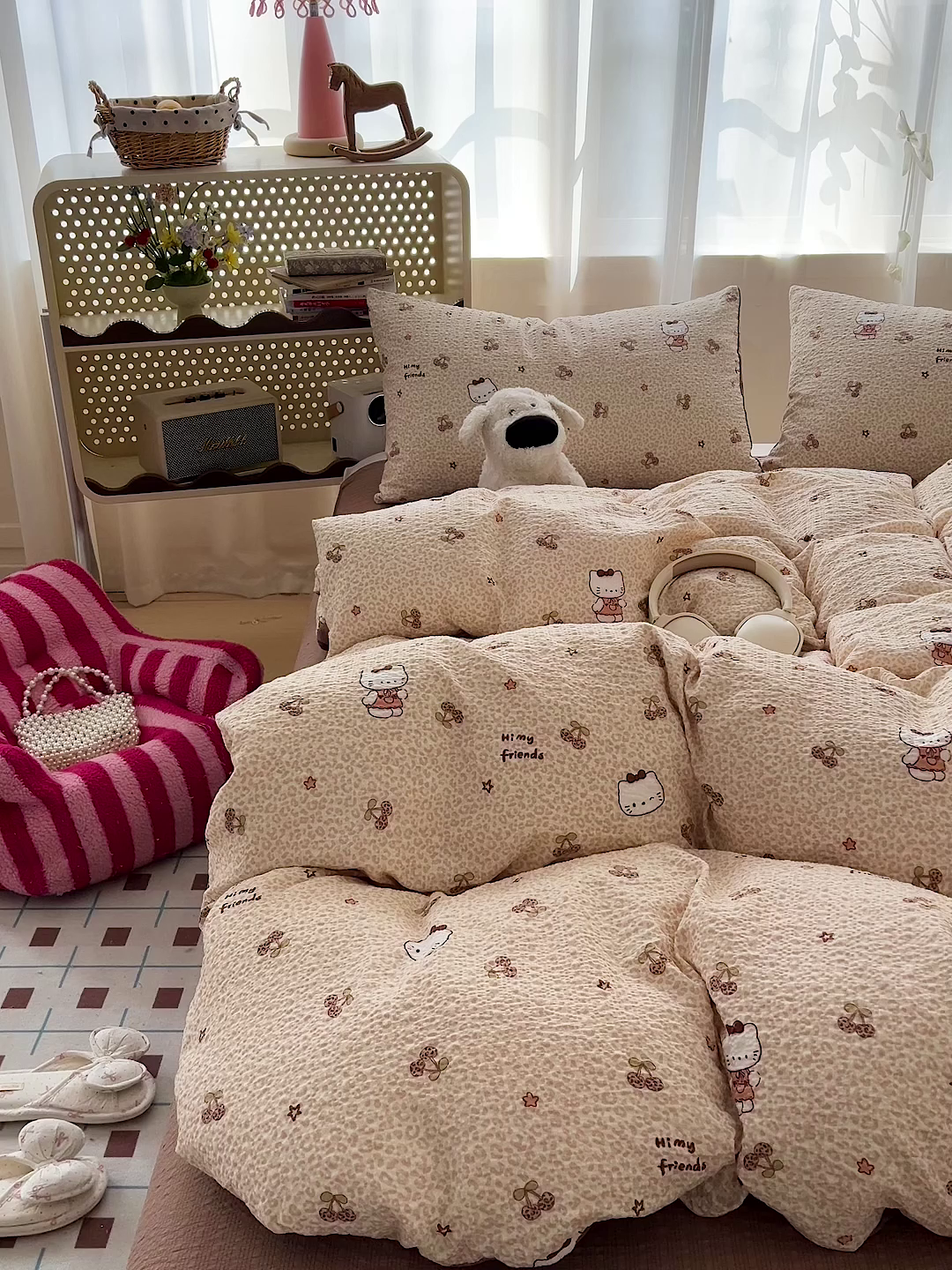 91家纺网 家纺一手货源 找家纺 一比一 2026春夏新款泡芙棉泡芙纱印花四件套-简单款 豹纹KT