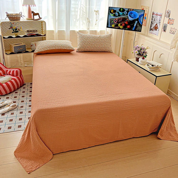 91家纺网 家纺一手货源 找家纺 一比一 2026春夏新款泡芙棉泡芙纱印花四件套-简单款 浪漫樱桃