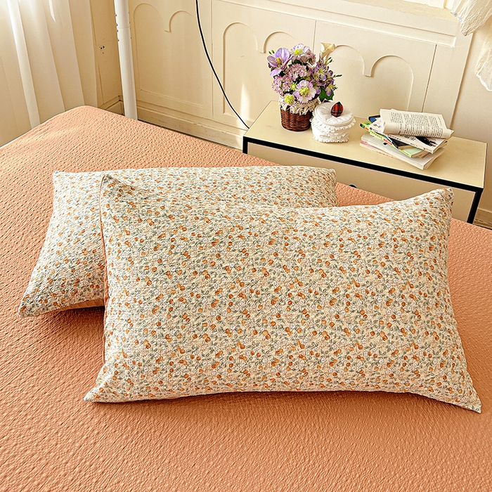 91家纺网 家纺一手货源 找家纺 一比一 2026春夏新款泡芙棉泡芙纱印花四件套-简单款 浪漫樱桃