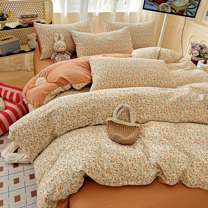 一比一 2026春夏新款泡芙棉泡芙纱印花四件套-简单款 浪漫樱桃