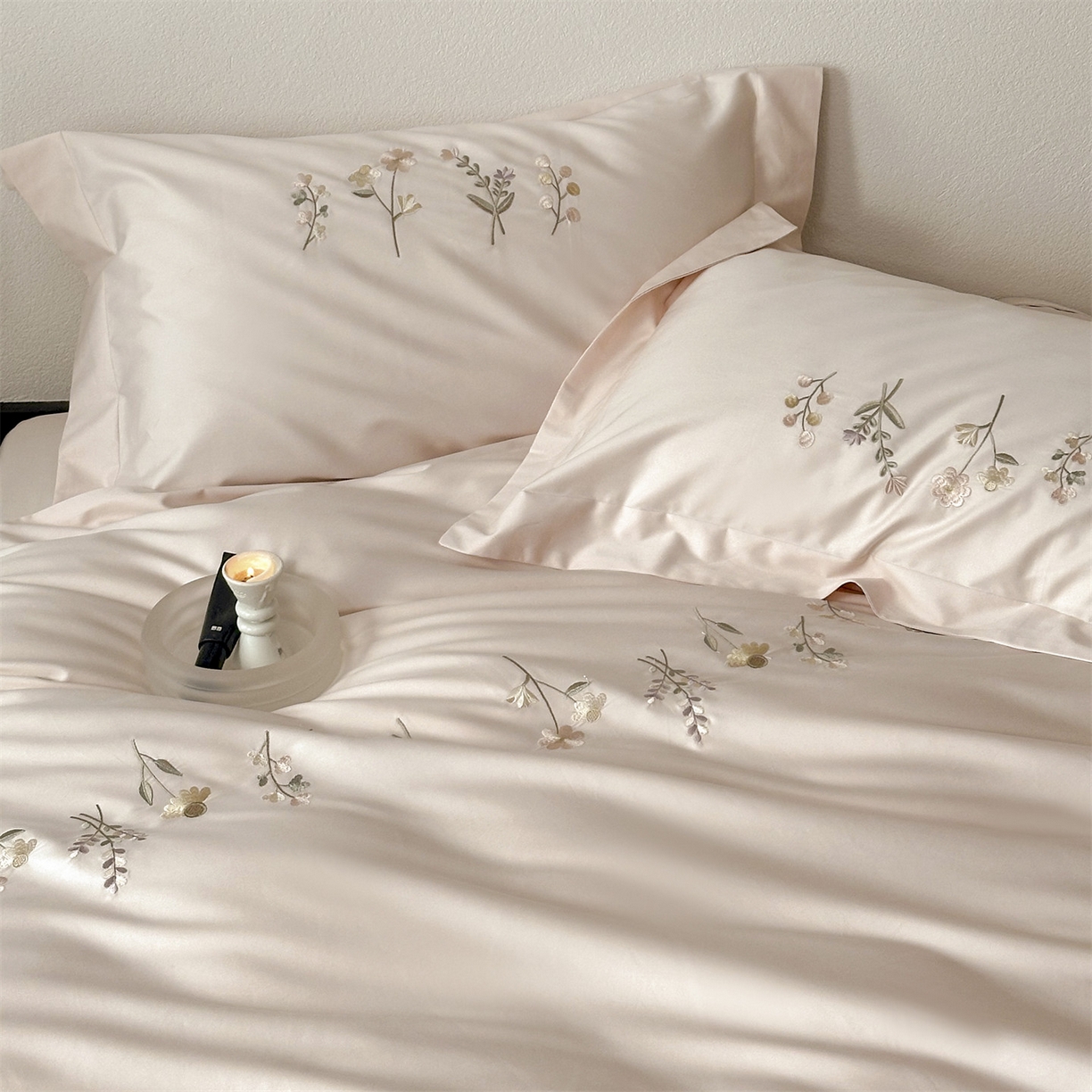 91家纺网 家纺一手货源 找家纺 （总）泽西家纺+V17798841158发大图 2026新品刺绣50s双股全棉长绒棉纯棉宽边四件套-花有约