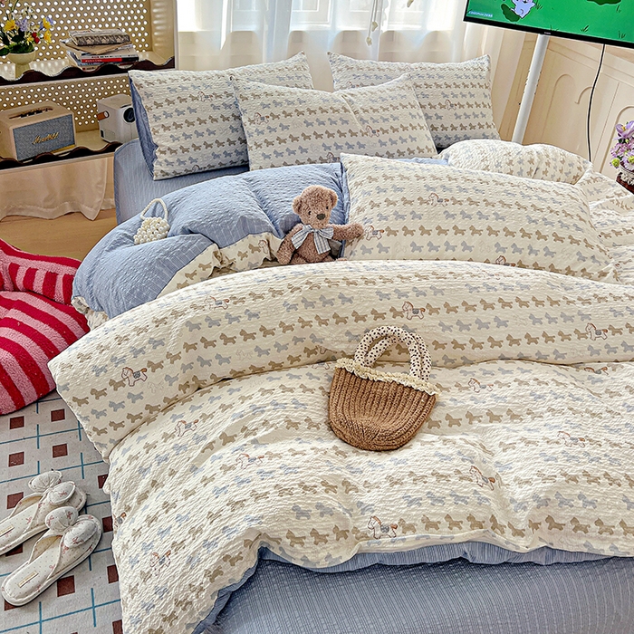 一比一 2026春夏新款泡芙棉泡芙纱印花四件套-简单款 萌趣小马