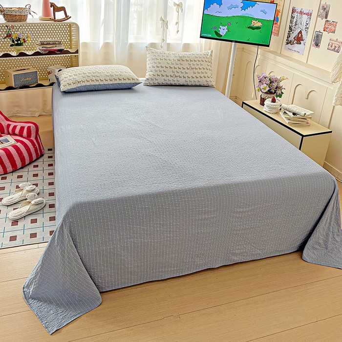 91家纺网 家纺一手货源 找家纺 一比一 2026春夏新款泡芙棉泡芙纱印花四件套-简单款 萌趣小马