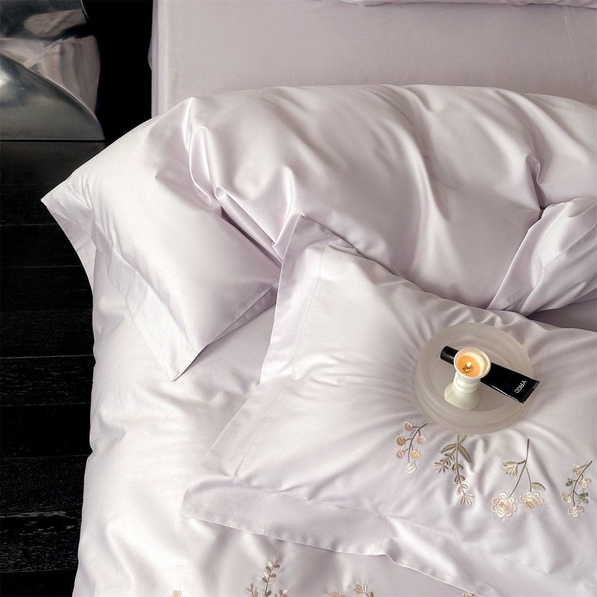 91家纺网 家纺一手货源 找家纺 泽西家纺+V17798841158发大图 2026新品刺绣50s双股全棉长绒棉纯棉宽边四件套-花有约 花有约-梦幻紫