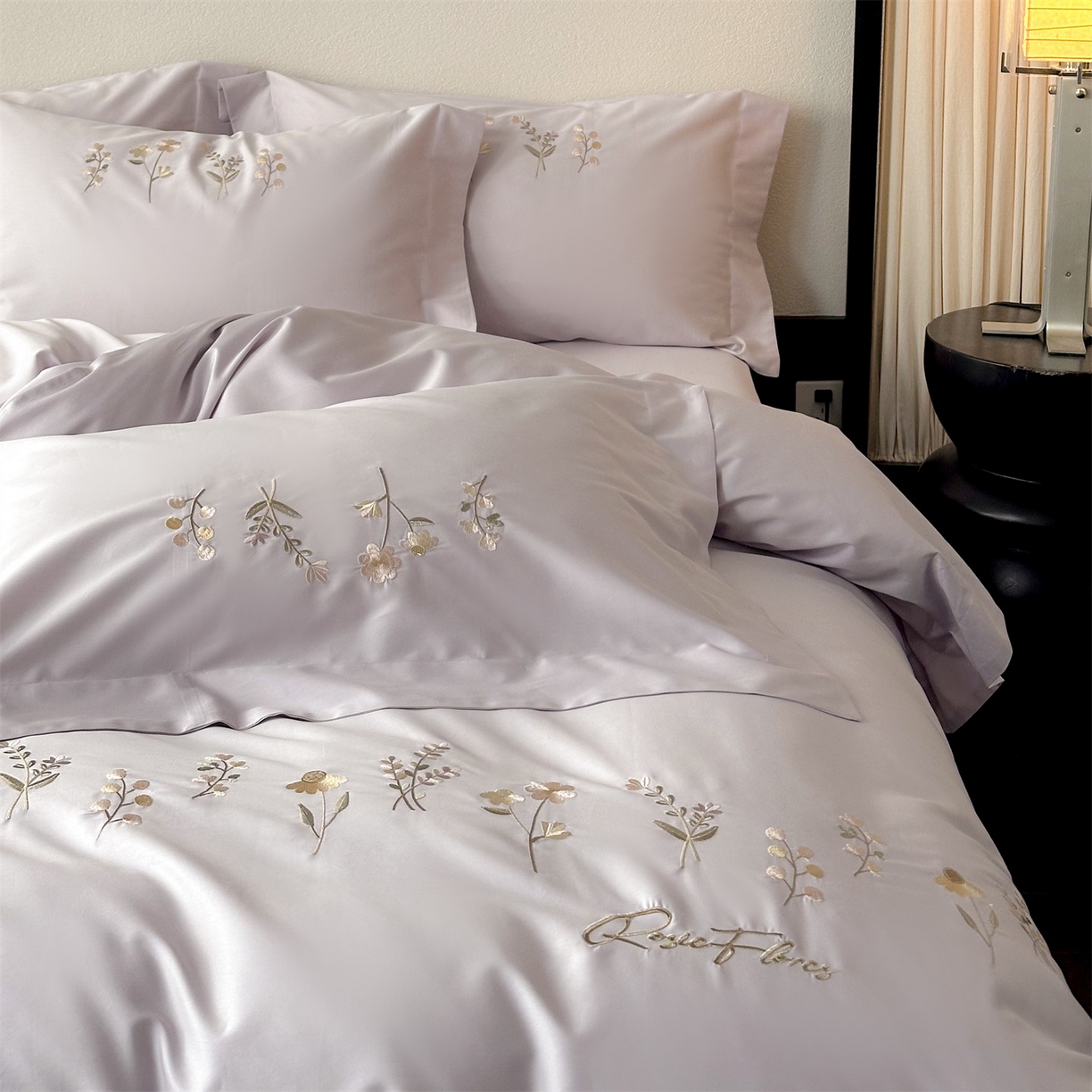 91家纺网 家纺一手货源 找家纺 泽西家纺+V17798841158发大图 2026新品刺绣50s双股全棉长绒棉纯棉宽边四件套-花有约 花有约-梦幻紫