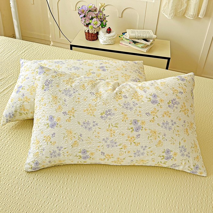 91家纺网 家纺一手货源 找家纺 一比一 2026春夏新款泡芙棉泡芙纱印花四件套-简单款 暖阳