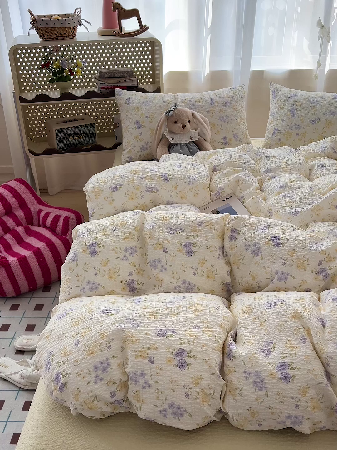 91家纺网 家纺一手货源 找家纺 一比一 2026春夏新款泡芙棉泡芙纱印花四件套-简单款 暖阳