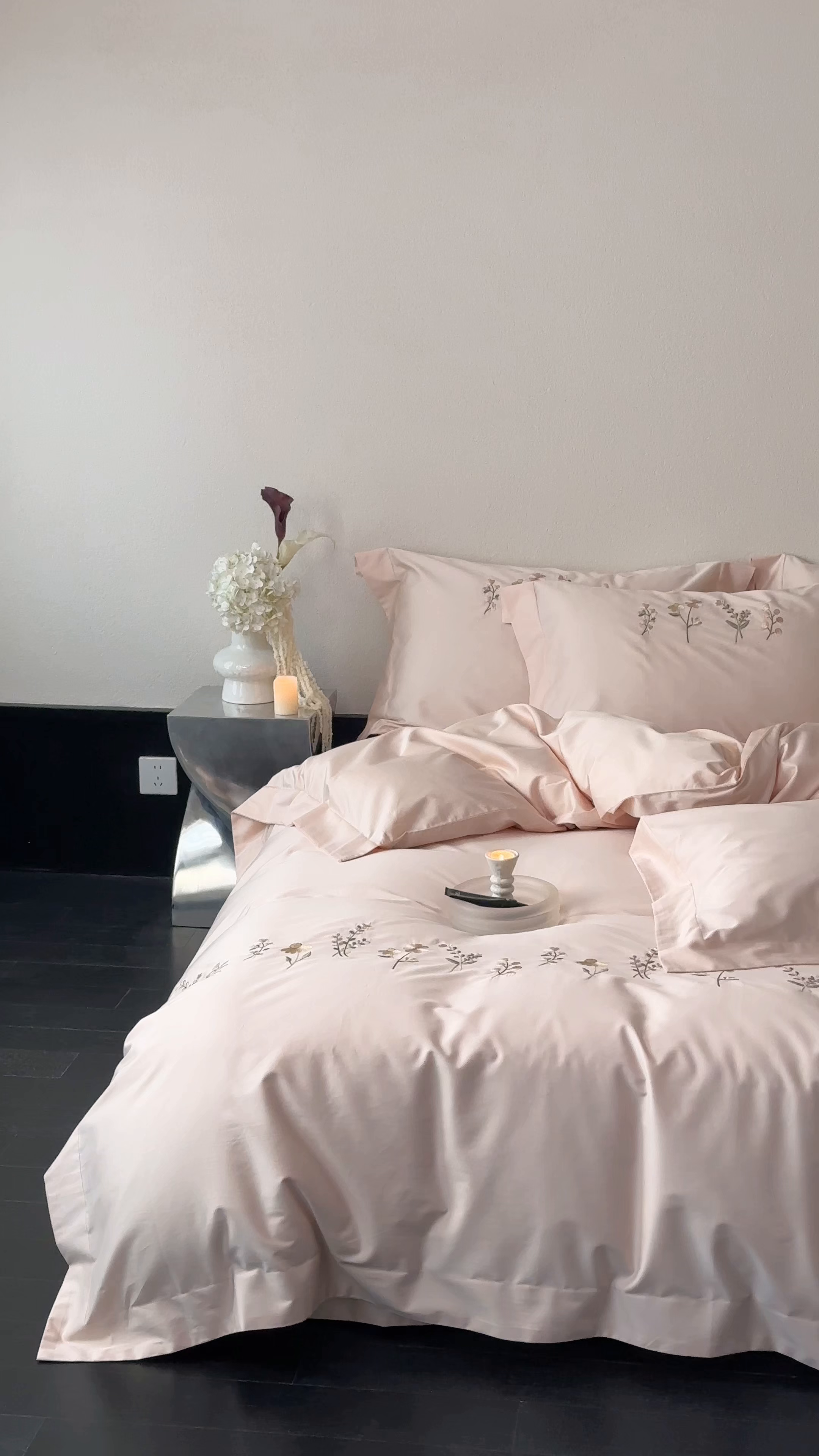 91家纺网 家纺一手货源 找家纺 （总）泽西家纺+V17798841158发大图 2026新品刺绣50s双股全棉长绒棉纯棉宽边四件套-花有约