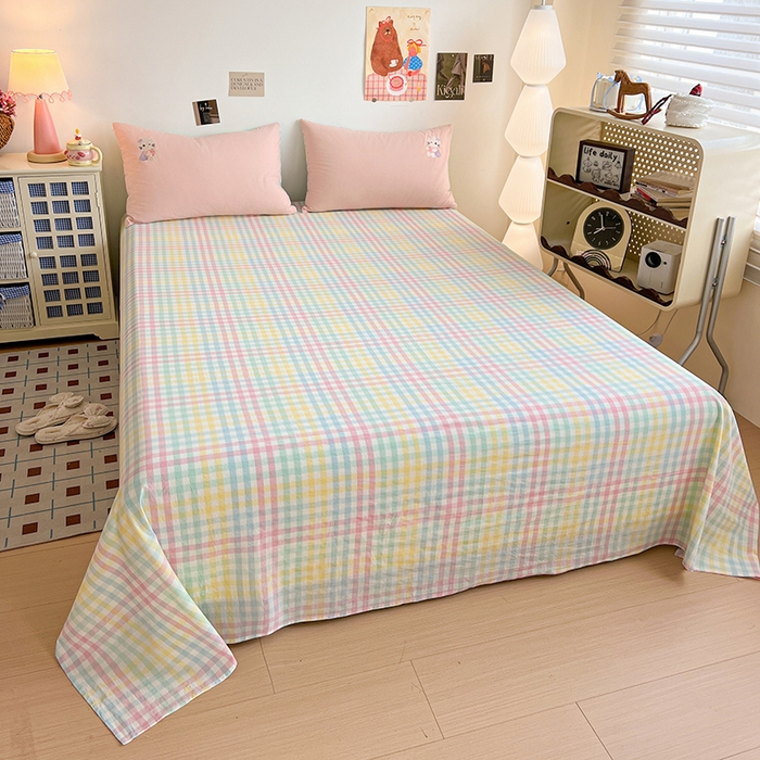 91家纺网 家纺一手货源 找家纺 （总）暖意家纺 2026新款全棉色织水洗棉绣花纯棉A类母婴级四件套- 可爱猫