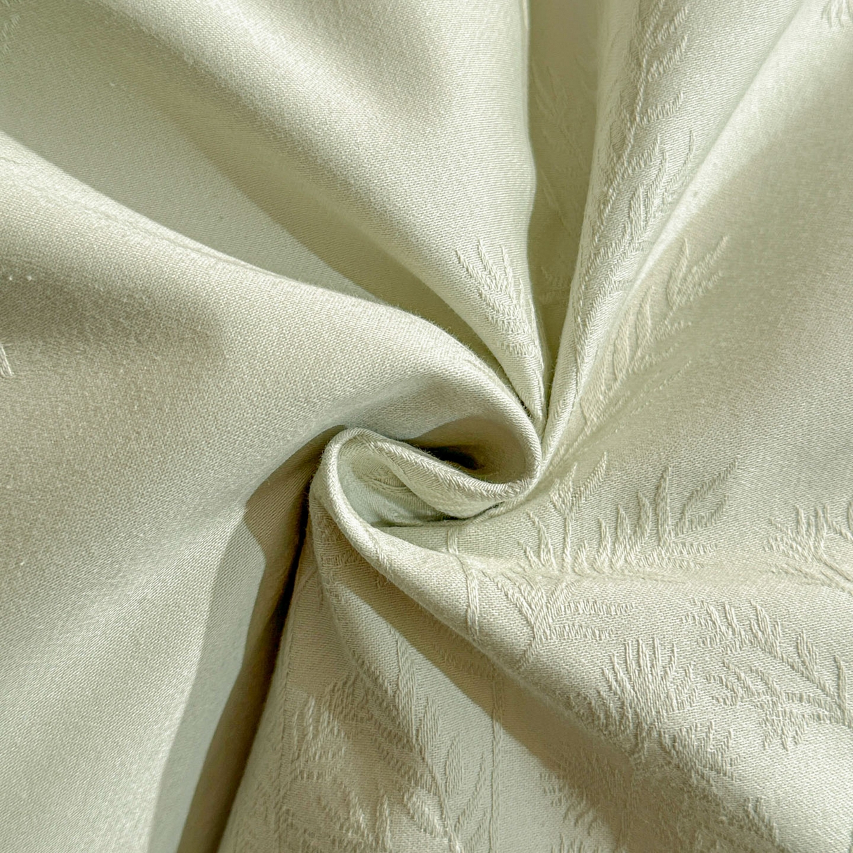 91家纺网 家纺一手货源 找家纺 泽西家纺+V17798841158发大图 2026新品60长绒棉提花立体浮雕全棉纯棉四件套-云涧奢影系列 清风颂雅-浅绿