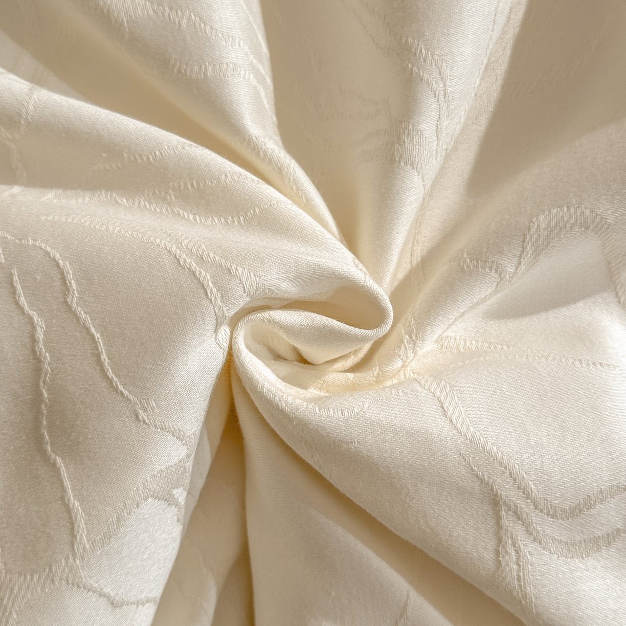 91家纺网 家纺一手货源 找家纺 泽西家纺+V17798841158发大图 2026新品60长绒棉提花立体浮雕全棉纯棉四件套-云涧奢影系列 山涧雾-米白