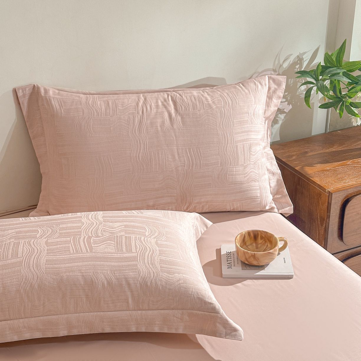 91家纺网 家纺一手货源 找家纺 （总）泽西家纺+V17798841158发大图 2026新品60长绒棉提花立体浮雕全棉纯棉四件套-云涧奢影系列