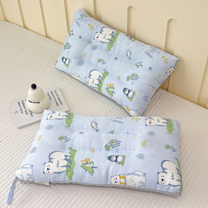 十九色 2026新款50莱赛尔卡通印花儿童夏被同款枕头枕芯 北极熊