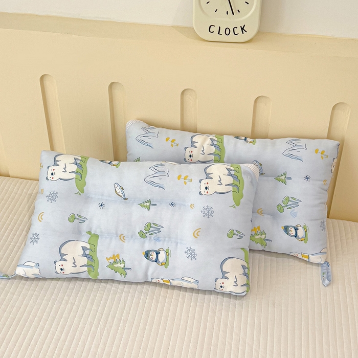 91家纺网 家纺一手货源 找家纺 十九色 2026新款50莱赛尔卡通印花儿童夏被同款枕头枕芯 北极熊