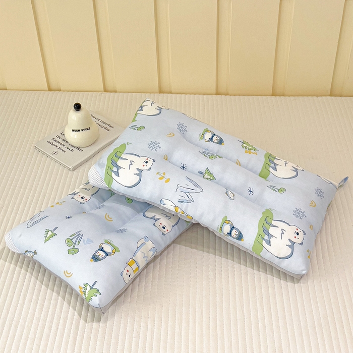 91家纺网 家纺一手货源 找家纺 十九色 2026新款50莱赛尔卡通印花儿童夏被同款枕头枕芯 北极熊