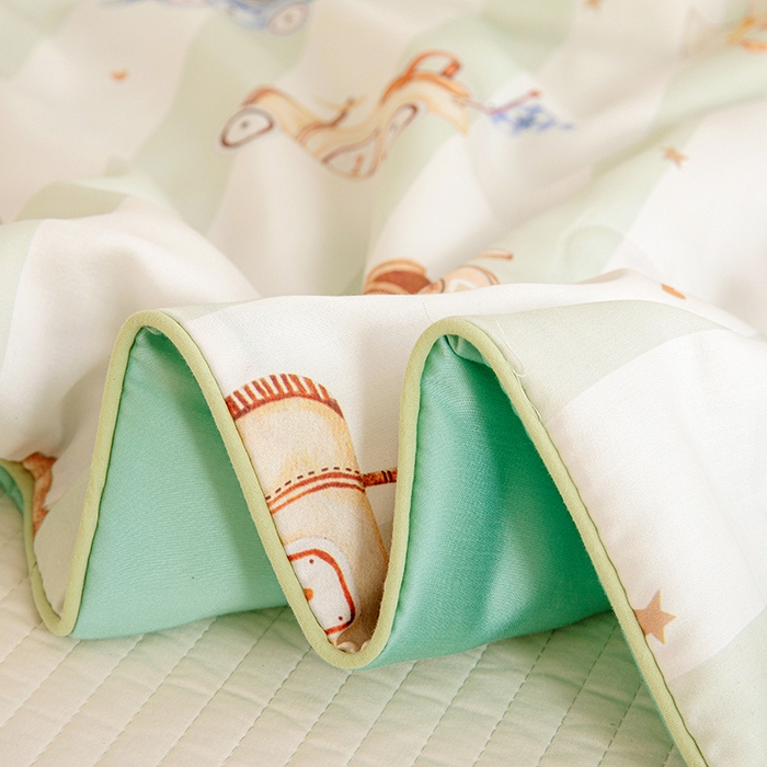 91家纺网 家纺一手货源 找家纺 十九色 2026新款50莱赛尔卡通印花儿童夏被同款枕头枕芯 春日玩伴