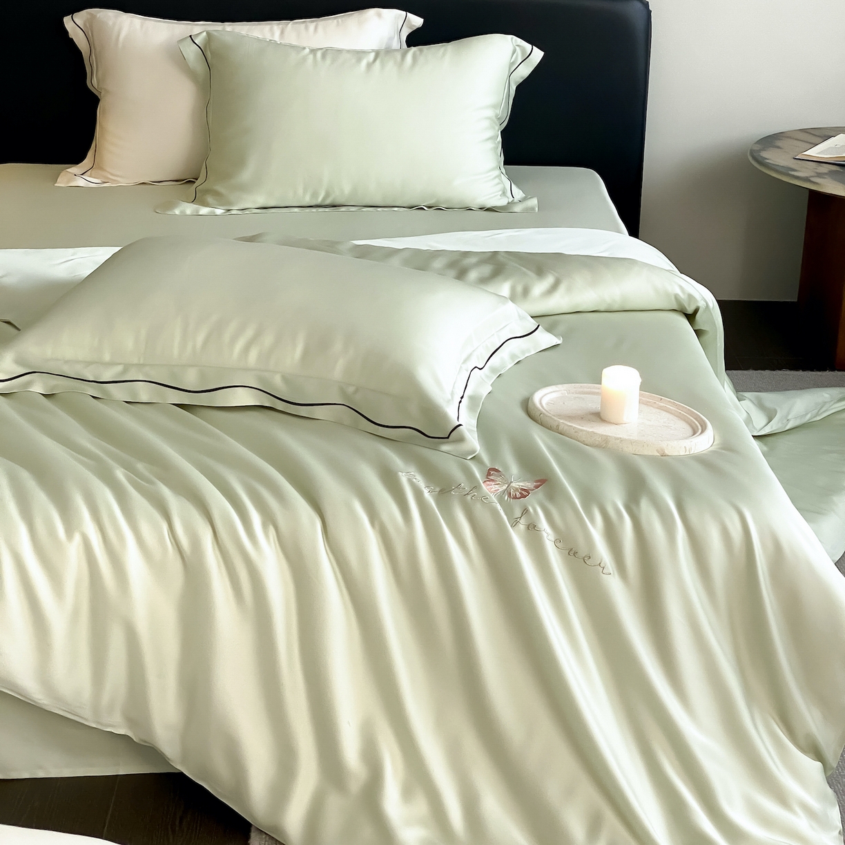 91家纺网 家纺一手货源 找家纺 FORTWO家纺原创设计（FOR TWO家纺） 2026新款兰精天丝绣被套单被套被套单件 秘境-绿