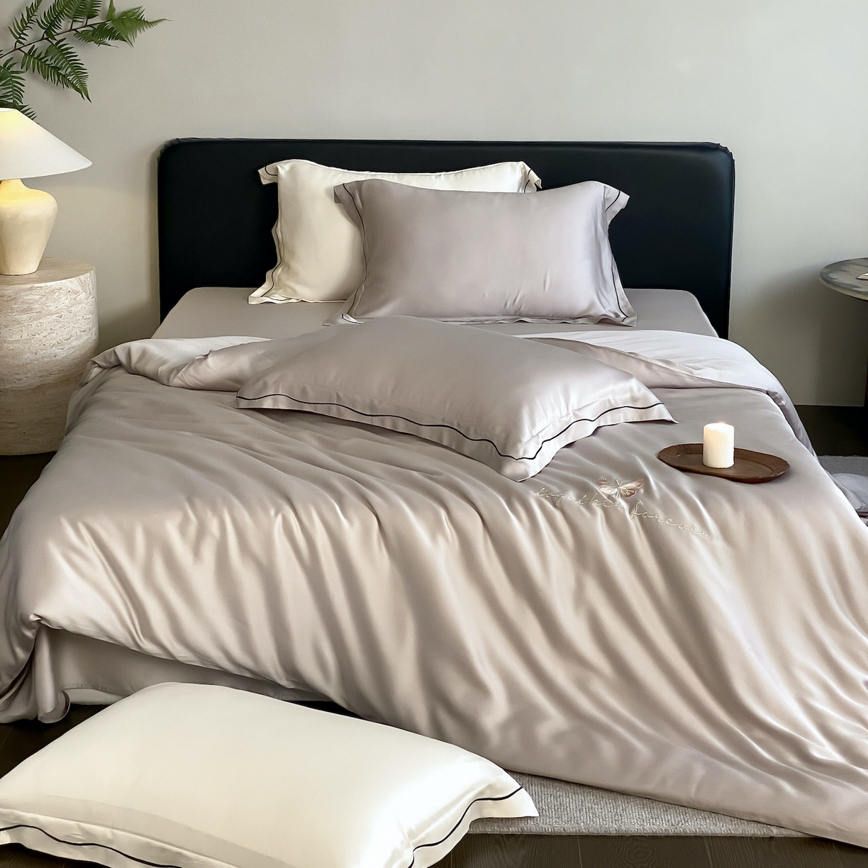 91家纺网 家纺一手货源 找家纺 FORTWO家纺原创设计（FOR TWO家纺） 2026新款兰精天丝绣被套单被套被套单件 秘境-灰