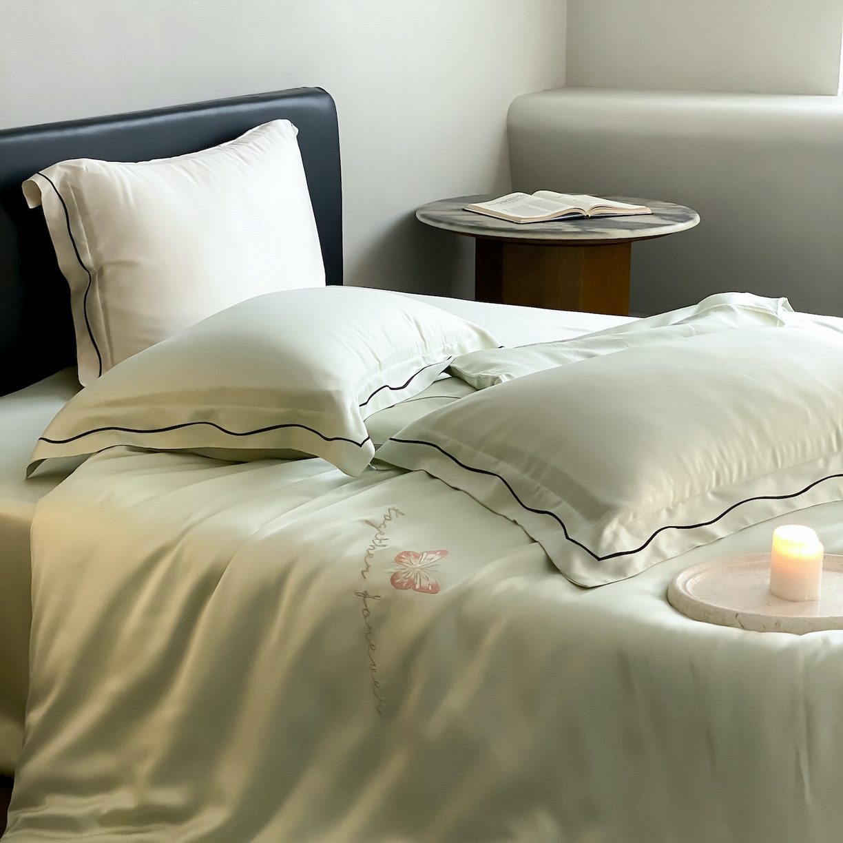 91家纺网 家纺一手货源 找家纺 FORTWO家纺原创设计（FOR TWO家纺） 2026新款兰精天丝绣被套单被套被套单件 秘境-绿