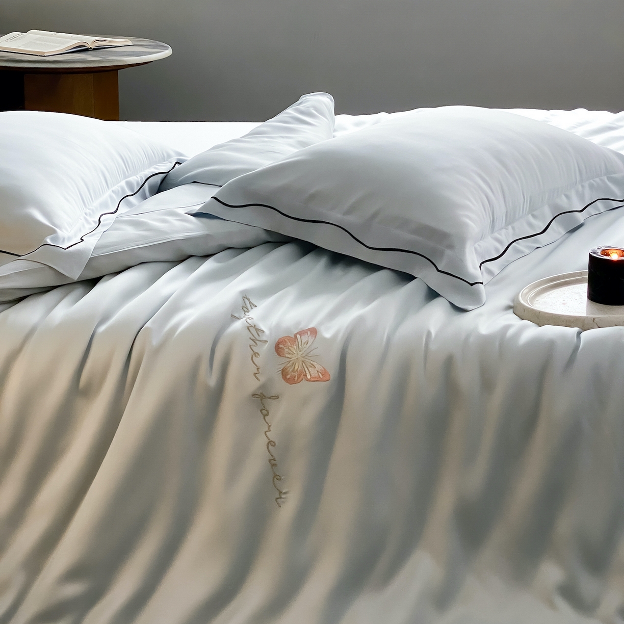 91家纺网 家纺一手货源 找家纺 FORTWO家纺原创设计（FOR TWO家纺） 2026新款兰精天丝绣被套单被套被套单件 秘境-蓝