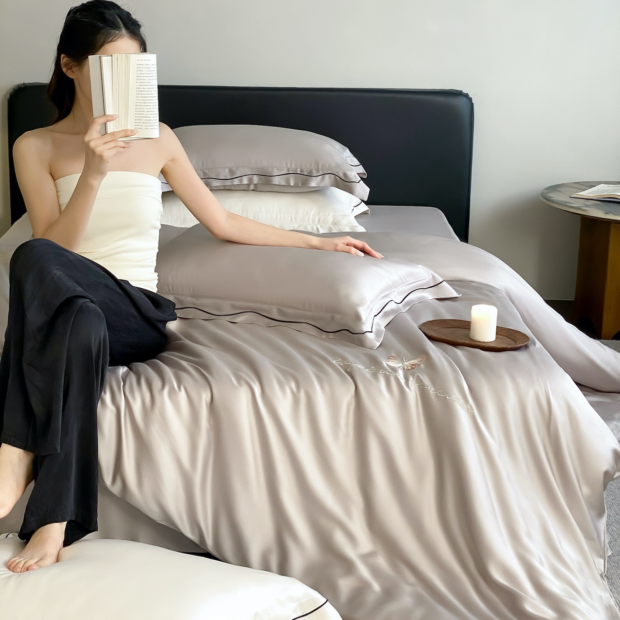 91家纺网 家纺一手货源 找家纺 FORTWO家纺原创设计（FOR TWO家纺） 2026新款兰精天丝绣被套单被套被套单件 秘境-灰