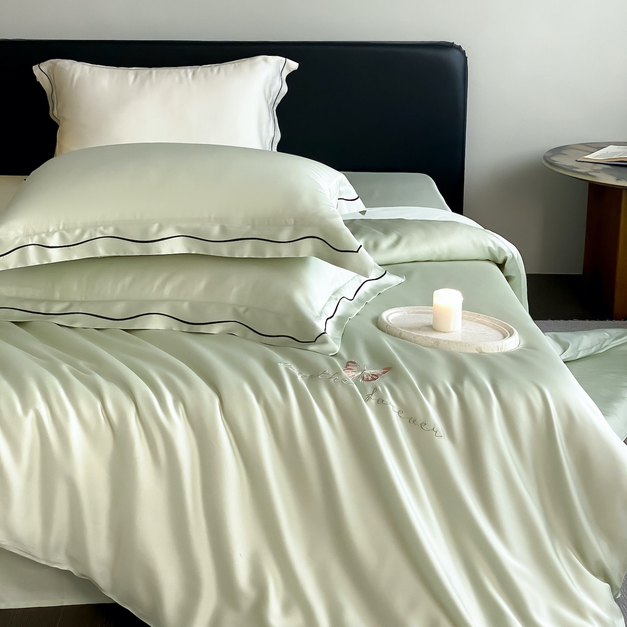 91家纺网 家纺一手货源 找家纺 FORTWO家纺原创设计（FOR TWO家纺） 2026新款兰精天丝绣被套单被套被套单件 秘境-绿