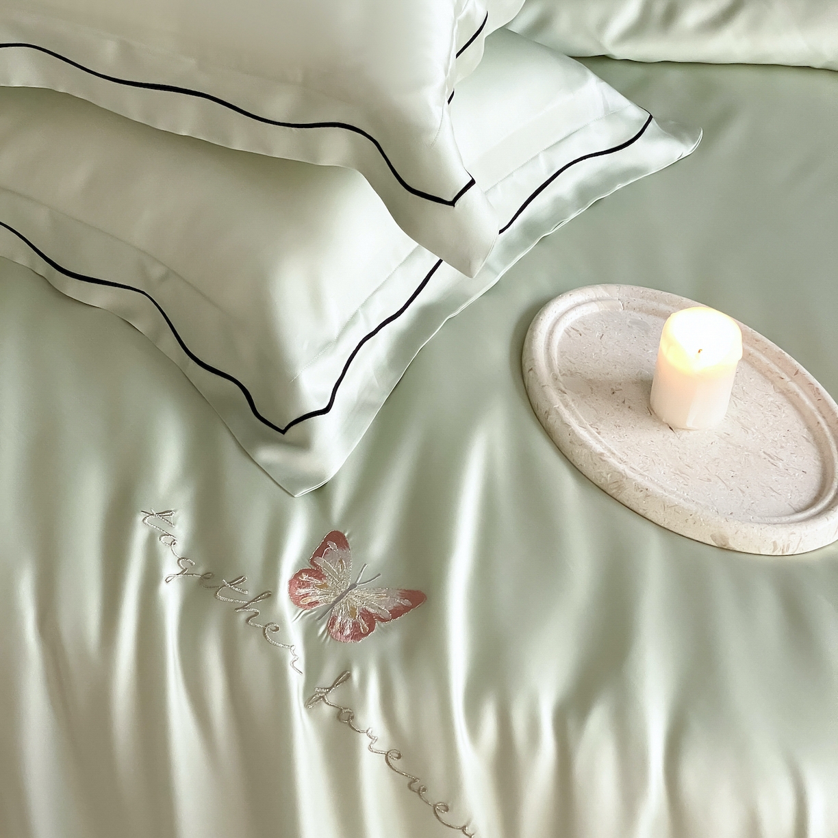 91家纺网 家纺一手货源 找家纺 FORTWO家纺原创设计（FOR TWO家纺） 2026新款兰精天丝绣被套单被套被套单件 秘境-绿