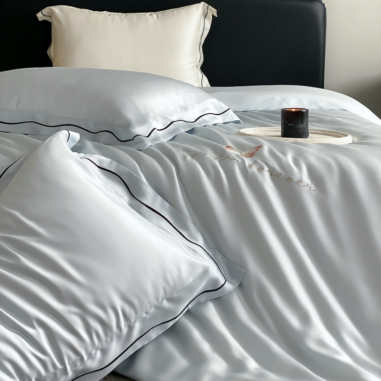 91家纺网 家纺一手货源 找家纺 FORTWO家纺原创设计（FOR TWO家纺） 2026新款兰精天丝绣被套单被套被套单件 秘境-蓝