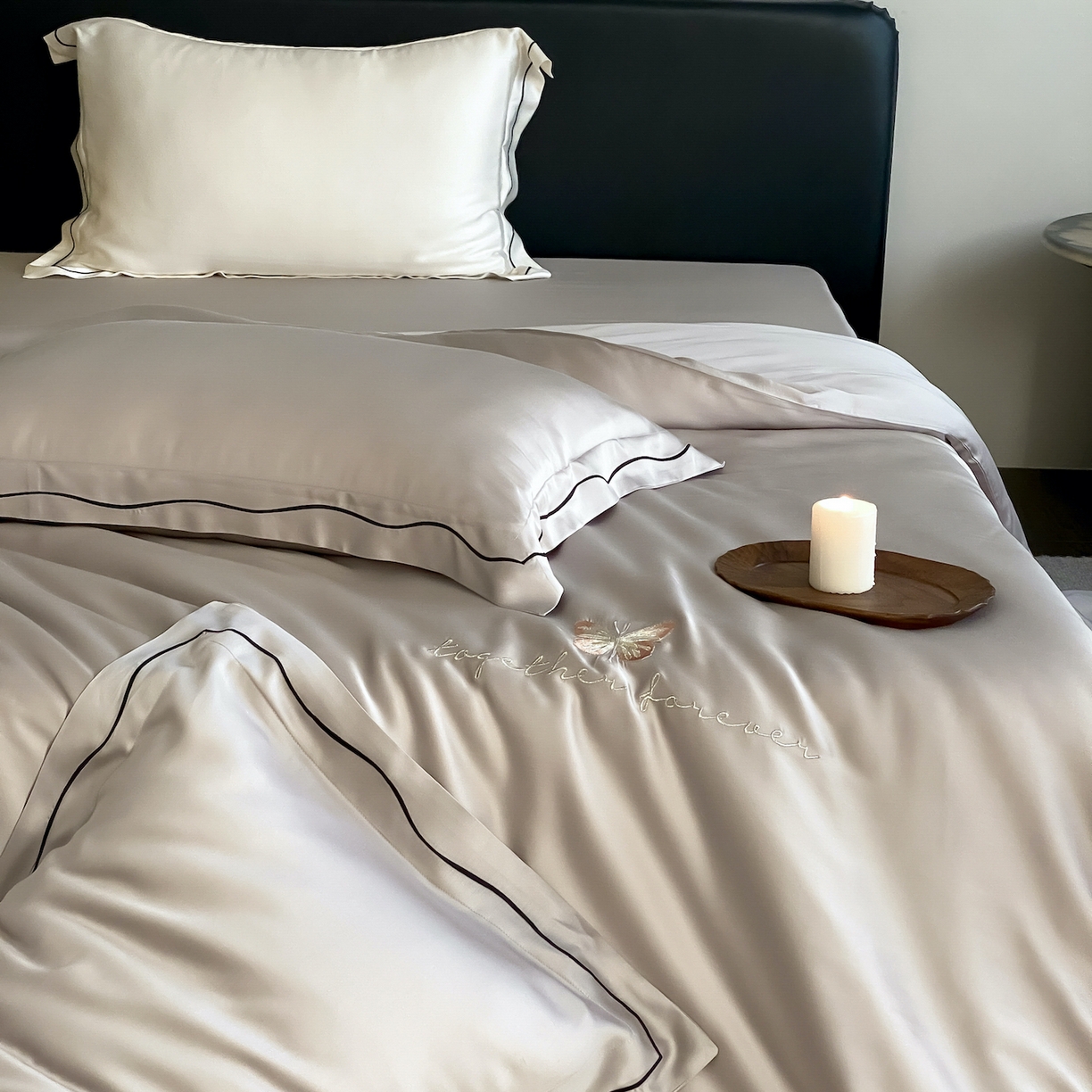 91家纺网 家纺一手货源 找家纺 FORTWO家纺原创设计（FOR TWO家纺） 2026新款兰精天丝绣被套单被套被套单件 秘境-灰