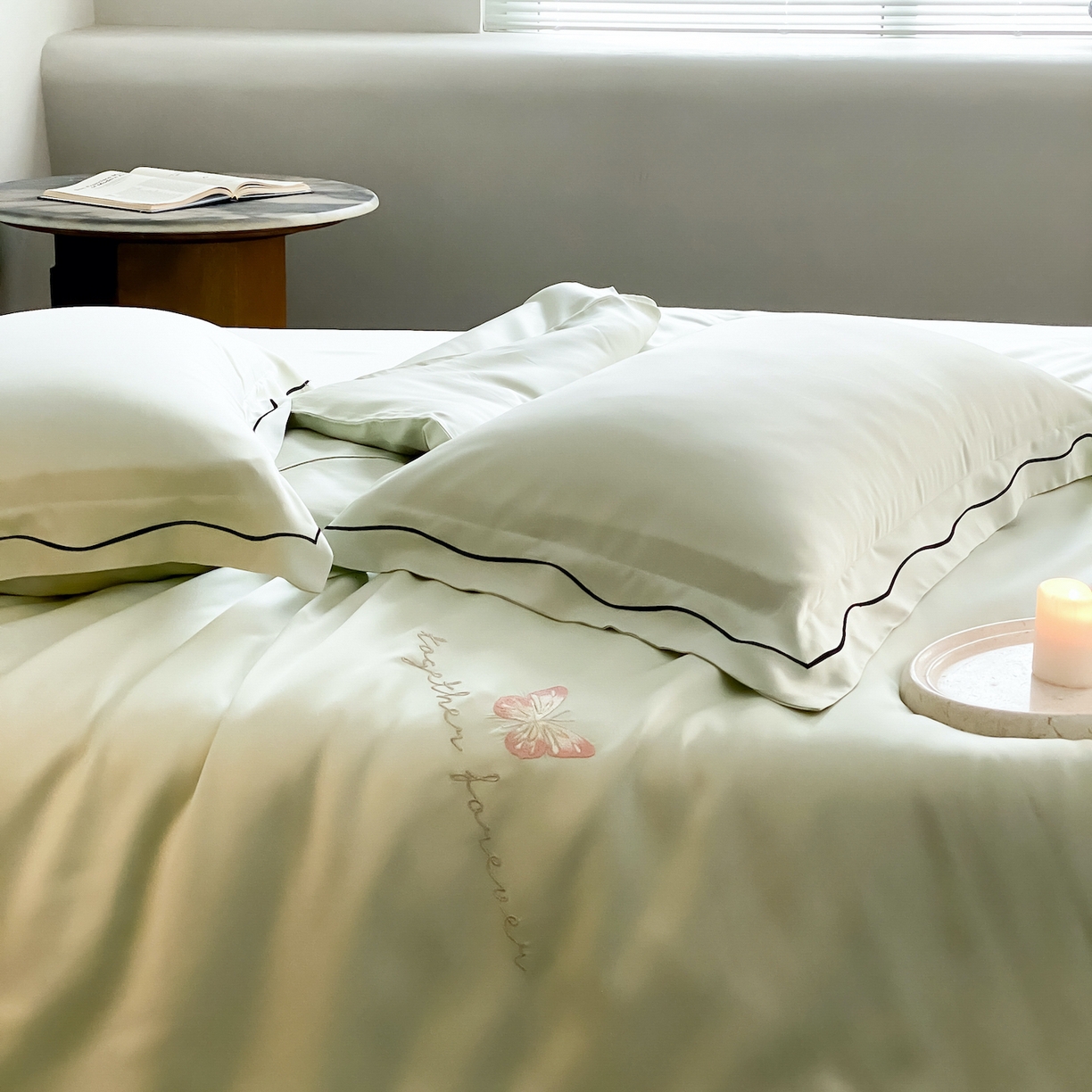 91家纺网 家纺一手货源 找家纺 FORTWO家纺原创设计（FOR TWO家纺） 2026新款兰精天丝绣被套单被套被套单件 秘境-绿