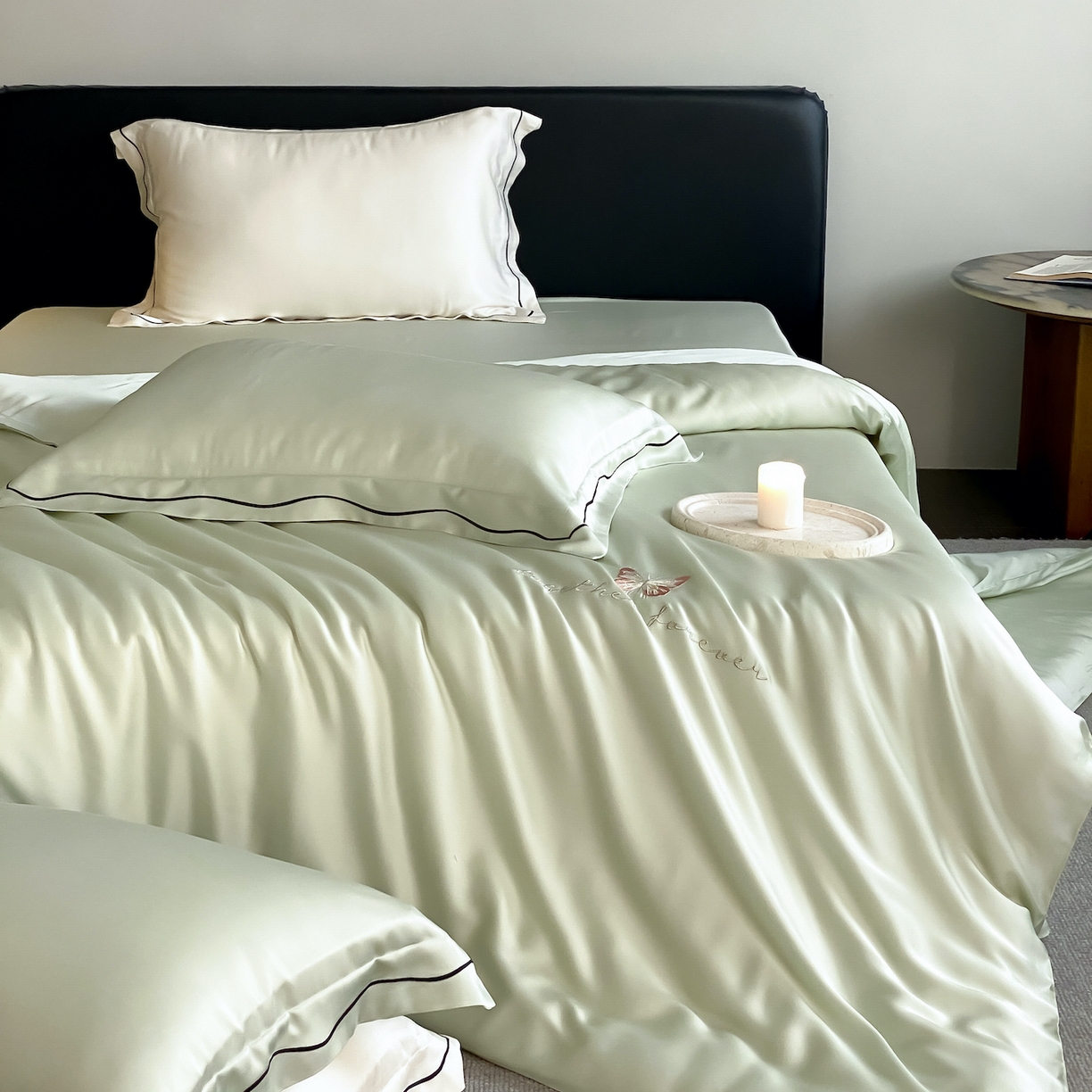 91家纺网 家纺一手货源 找家纺 FORTWO家纺原创设计（FOR TWO家纺） 2026新款兰精天丝绣被套单被套被套单件 秘境-绿