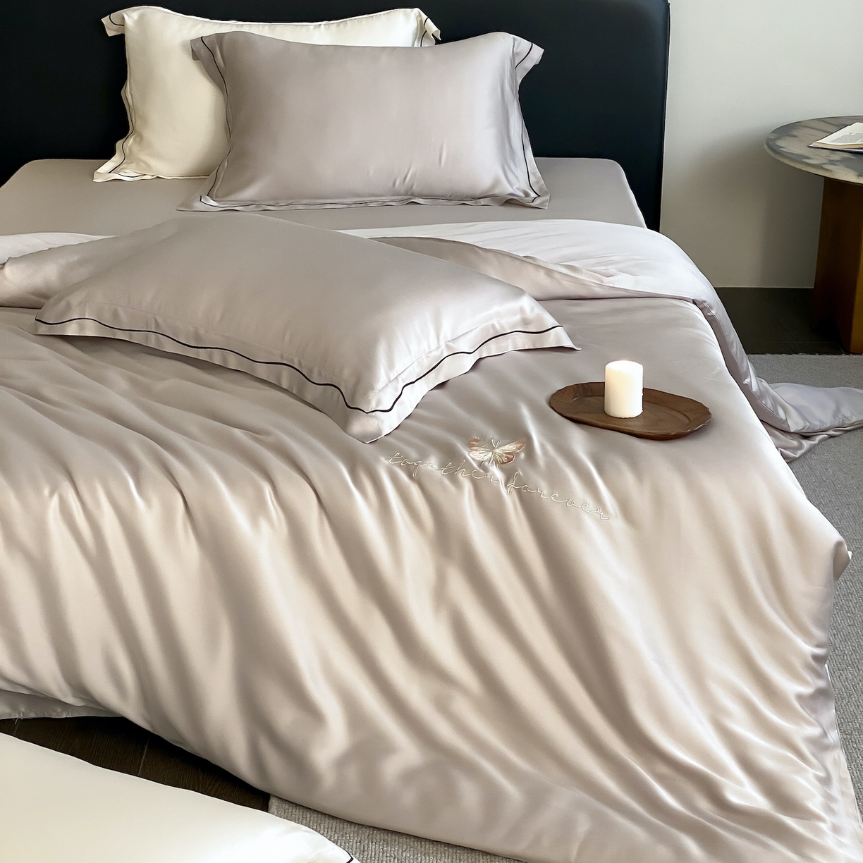 FORTWO家纺原创设计（FOR TWO家纺） 2026新款兰精天丝绣被套单被套被套单件 秘境-灰