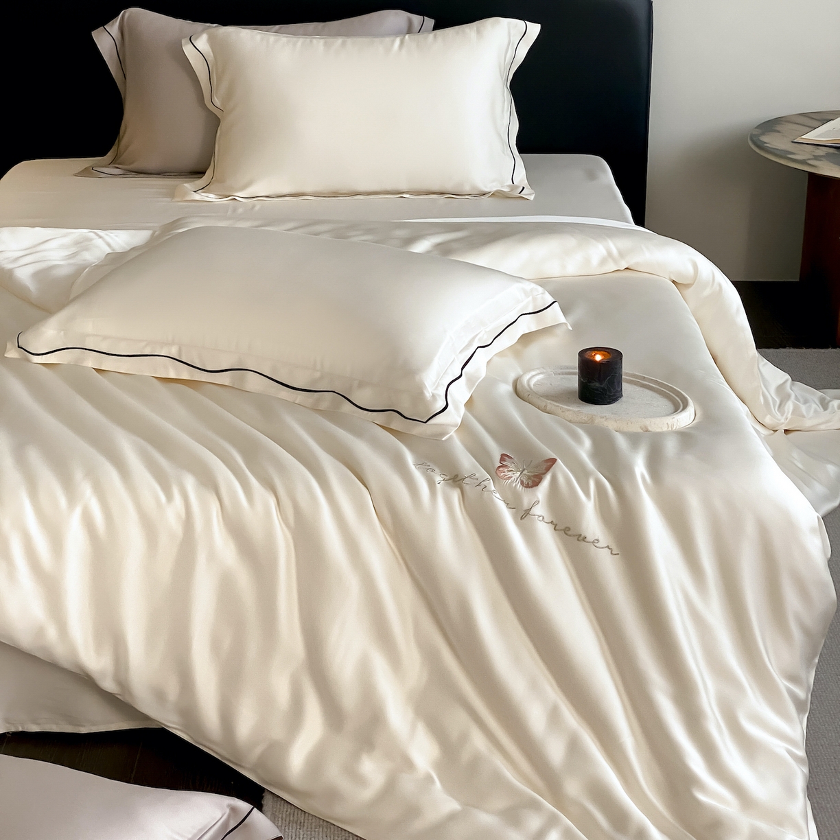 91家纺网 家纺一手货源 找家纺 FORTWO家纺原创设计（FOR TWO家纺） 2026新款兰精天丝绣被套单被套被套单件 秘境-奶白