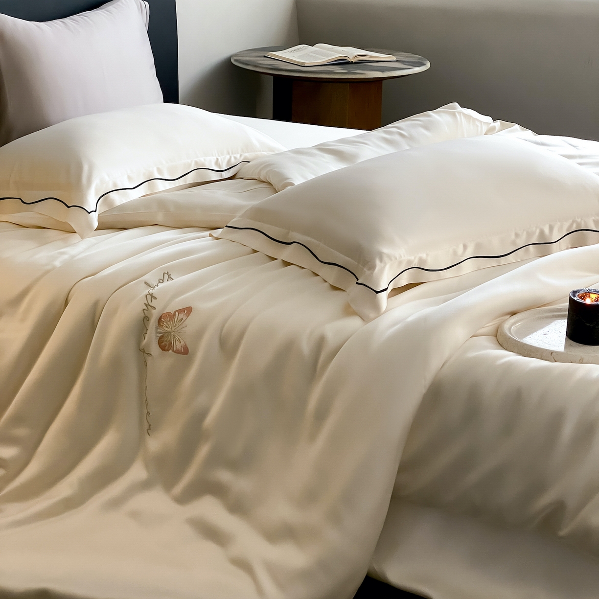 91家纺网 家纺一手货源 找家纺 FORTWO家纺原创设计（FOR TWO家纺） 2026新款兰精天丝绣被套单被套被套单件 秘境-奶白