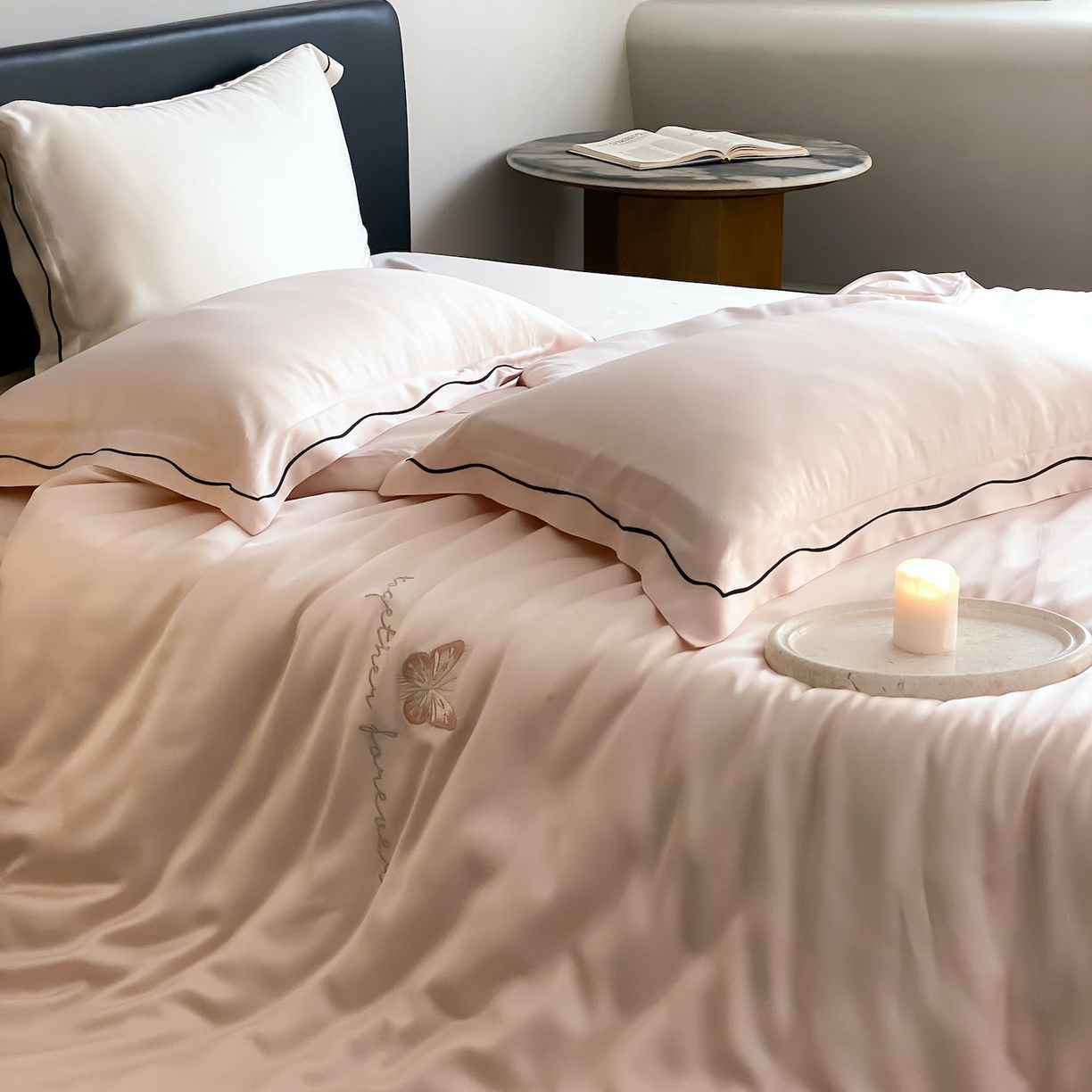 91家纺网 家纺一手货源 找家纺 FORTWO家纺原创设计（FOR TWO家纺） 2026新款兰精天丝绣被套单被套被套单件 秘境-粉