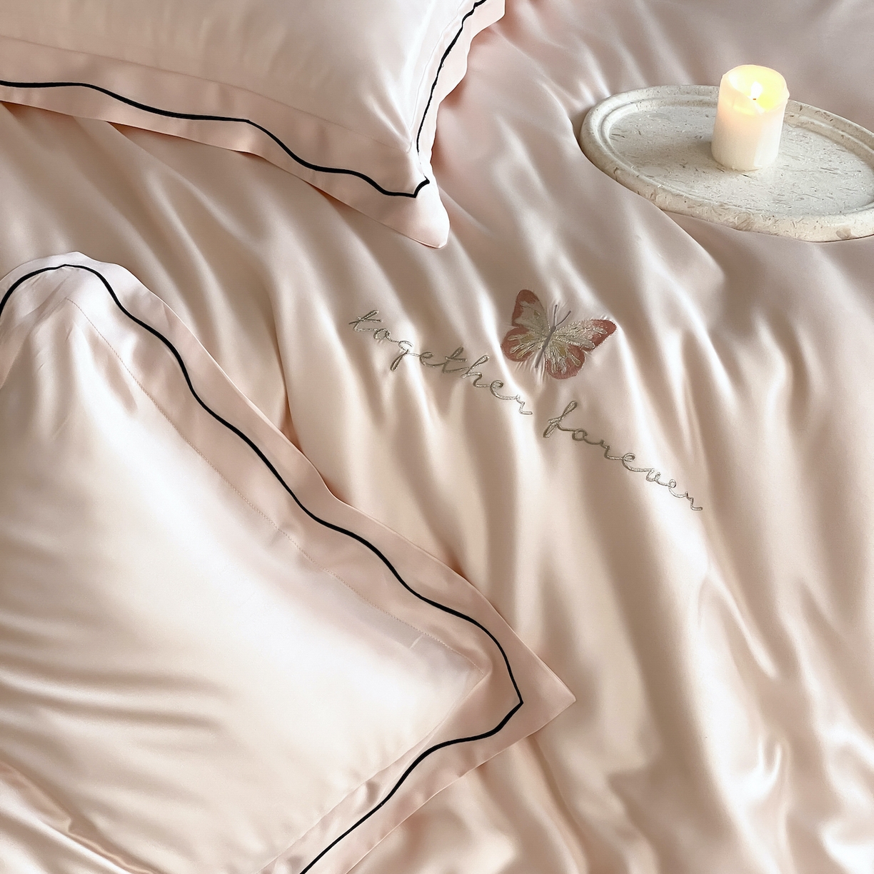 91家纺网 家纺一手货源 找家纺 FORTWO家纺原创设计（FOR TWO家纺） 2026新款兰精天丝绣被套单被套被套单件 秘境-粉