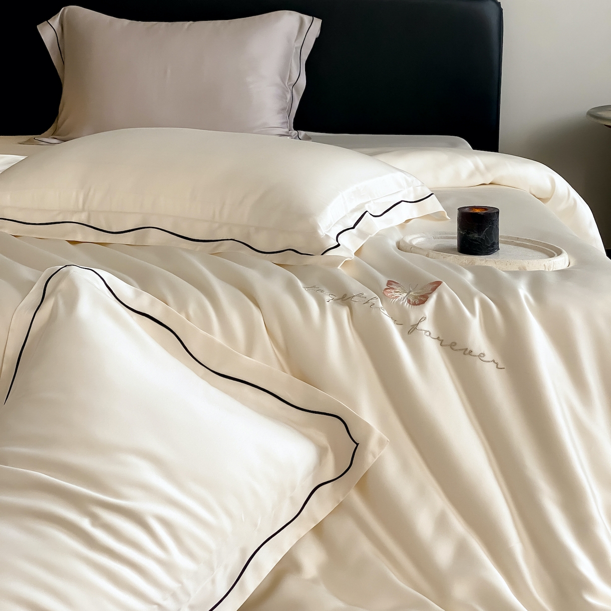 91家纺网 家纺一手货源 找家纺 FORTWO家纺原创设计（FOR TWO家纺） 2026新款兰精天丝绣被套单被套被套单件 秘境-奶白