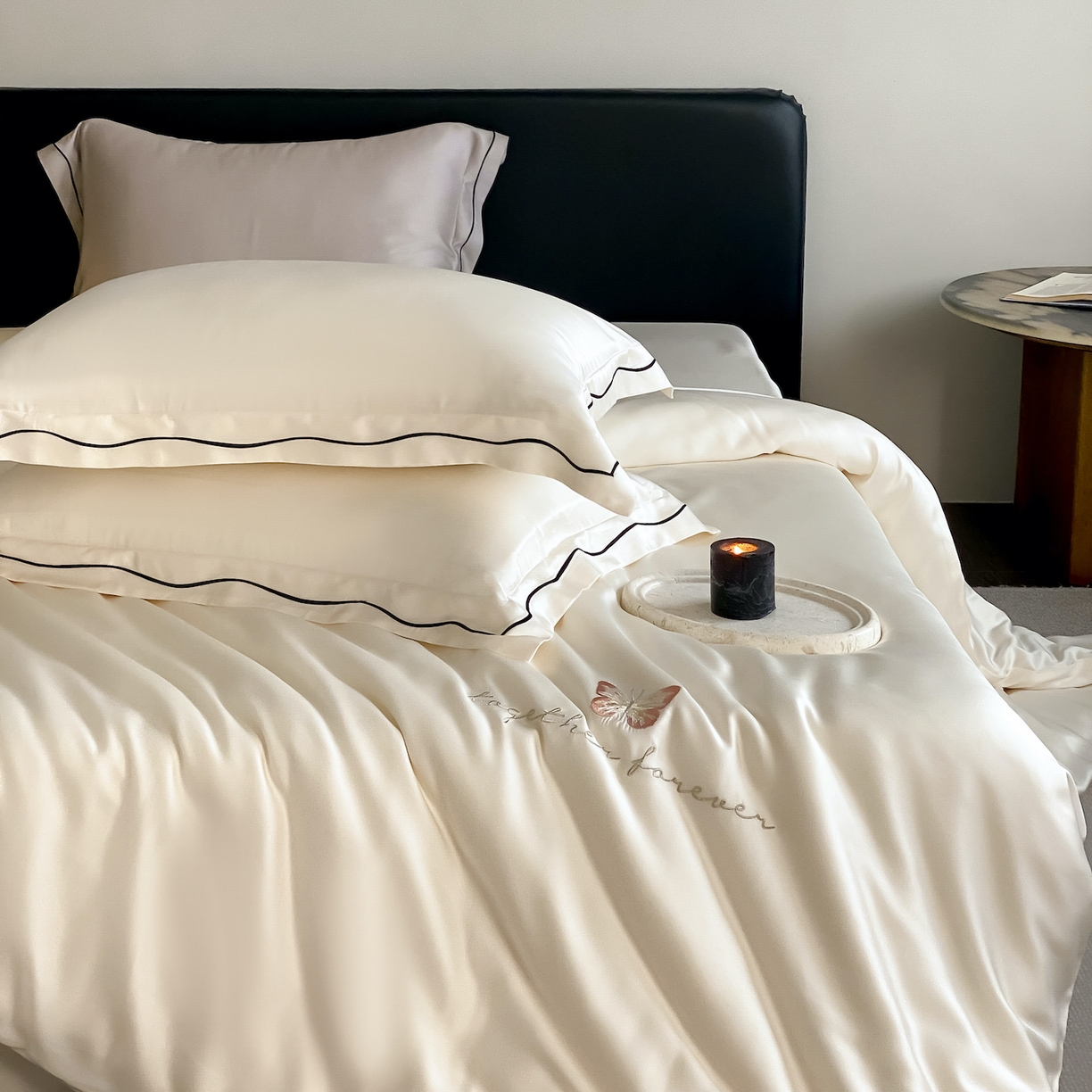 91家纺网 家纺一手货源 找家纺 FORTWO家纺原创设计（FOR TWO家纺） 2026新款兰精天丝绣被套单被套被套单件 秘境-奶白