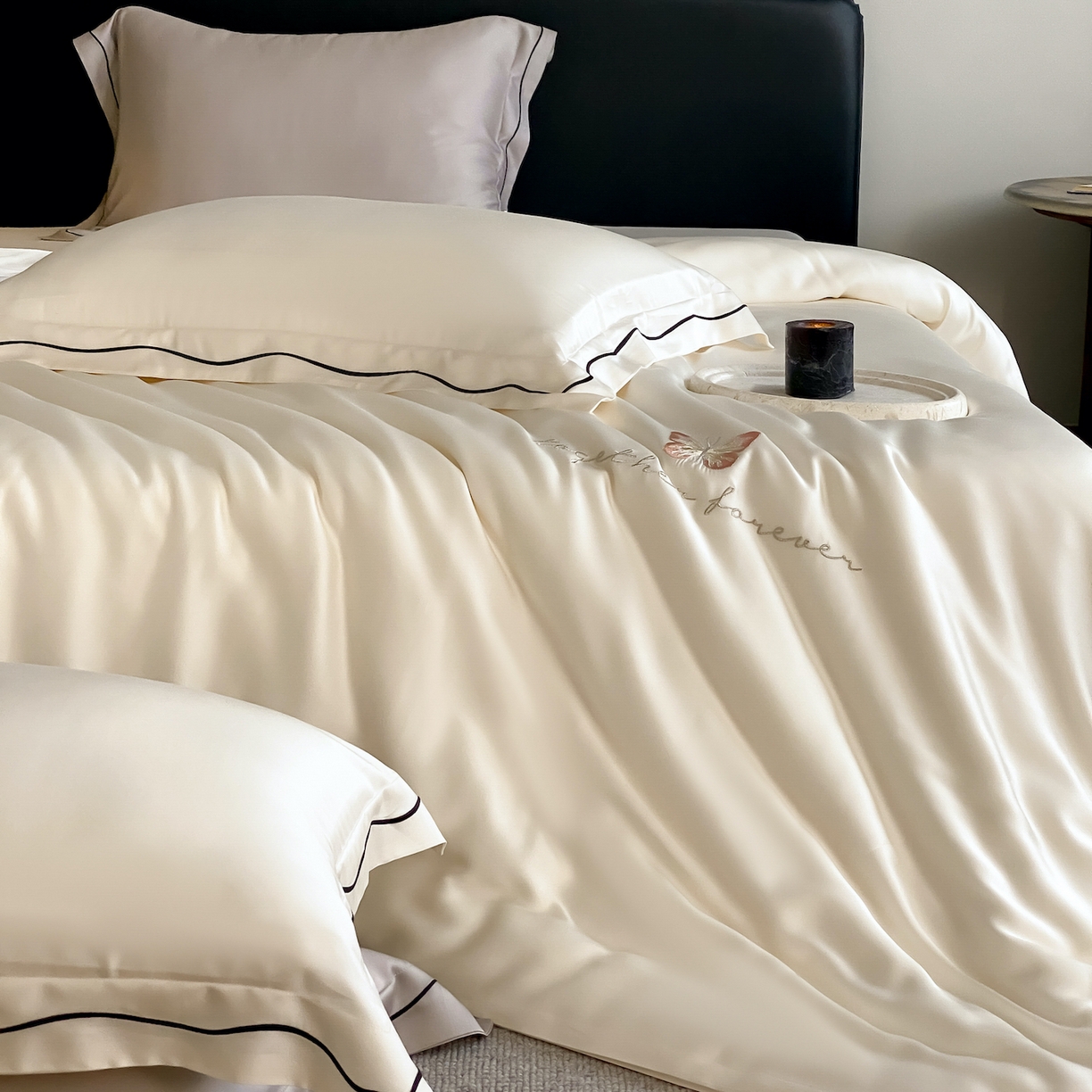 91家纺网 家纺一手货源 找家纺 FORTWO家纺原创设计（FOR TWO家纺） 2026新款兰精天丝绣被套单被套被套单件 秘境-奶白