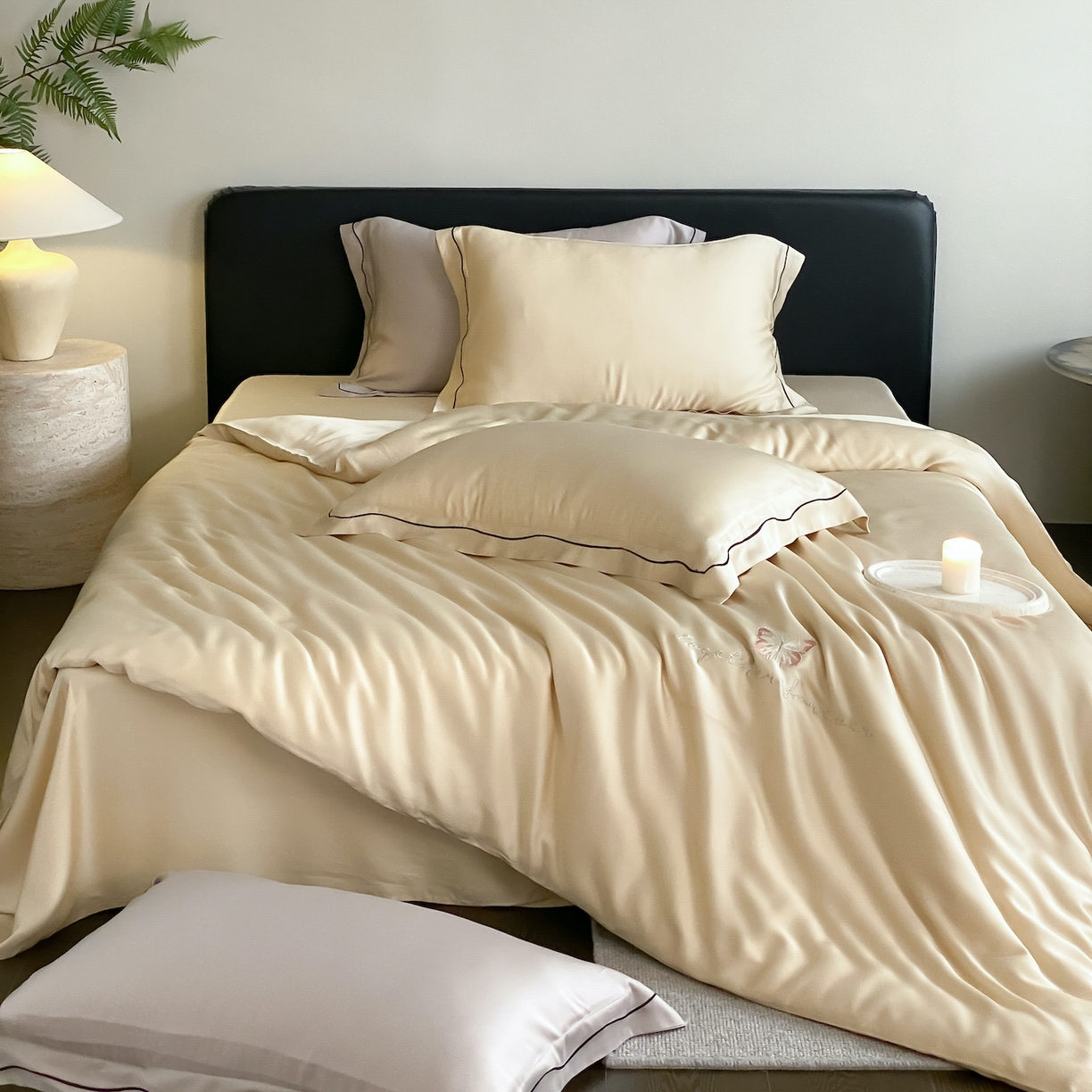 91家纺网 家纺一手货源 找家纺 FORTWO家纺原创设计（FOR TWO家纺） 2026新款兰精天丝绣被套单被套被套单件 秘境-香槟