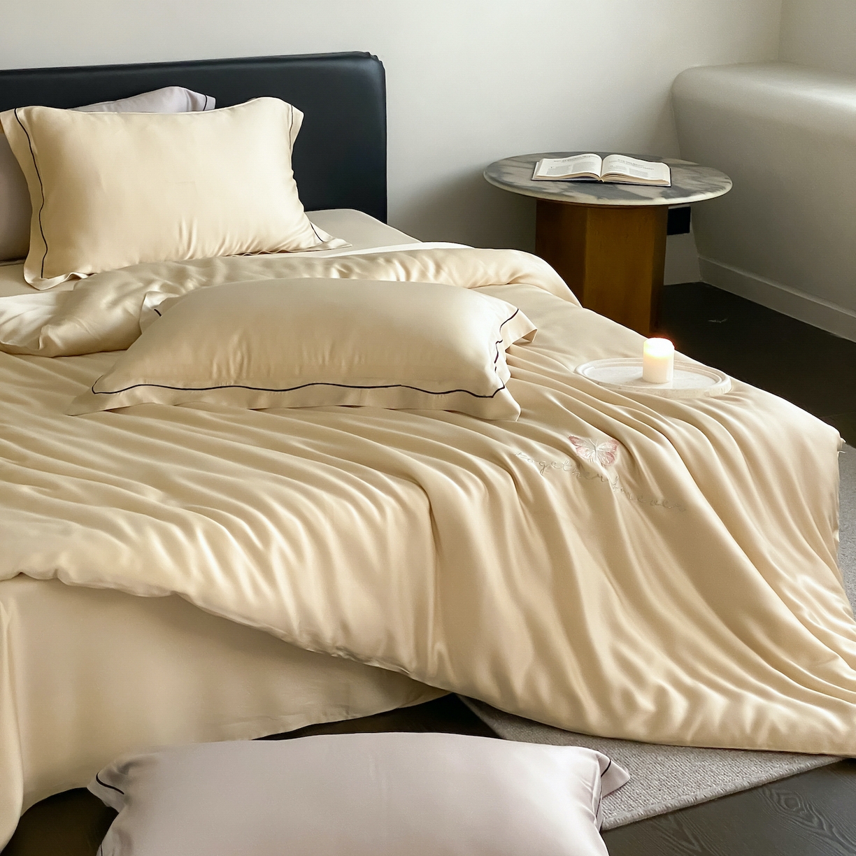 91家纺网 家纺一手货源 找家纺 FORTWO家纺原创设计（FOR TWO家纺） 2026新款兰精天丝绣被套单被套被套单件 秘境-香槟