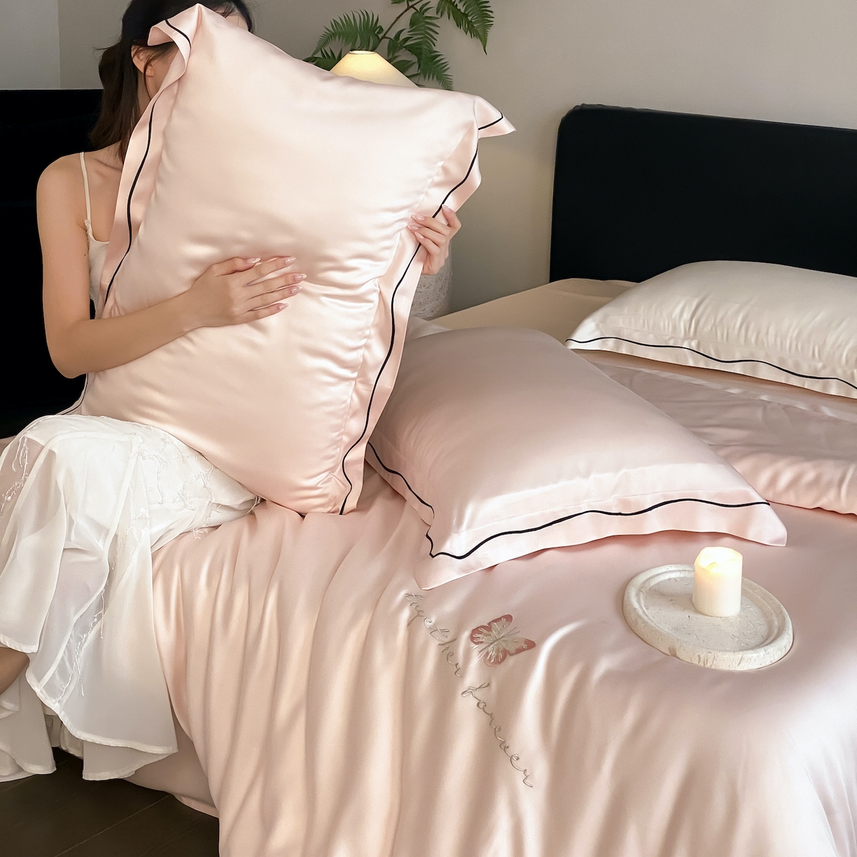 91家纺网 家纺一手货源 找家纺 FORTWO家纺原创设计（FOR TWO家纺） 2026新款兰精天丝绣被套单被套被套单件 秘境-粉