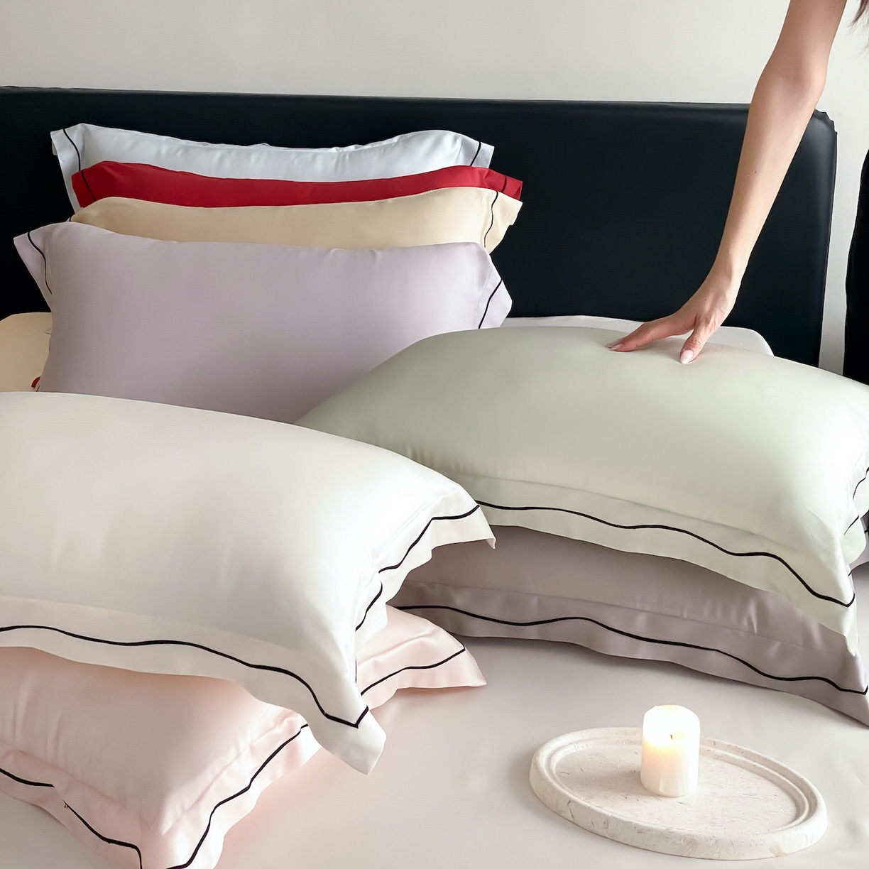 91家纺网 家纺一手货源 找家纺 （总）FORTWO家纺原创设计（FOR TWO家纺） 2026新款兰精天丝绣枕套单枕套枕套单件