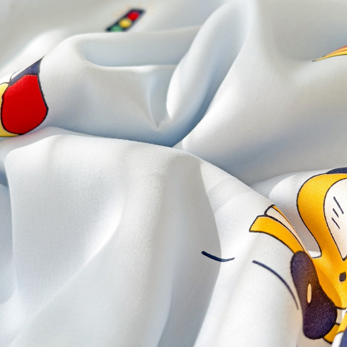 91家纺网 家纺一手货源 找家纺 十九色 2026新款50莱赛尔卡通印花儿童夏被同款枕头枕芯 汽车家族